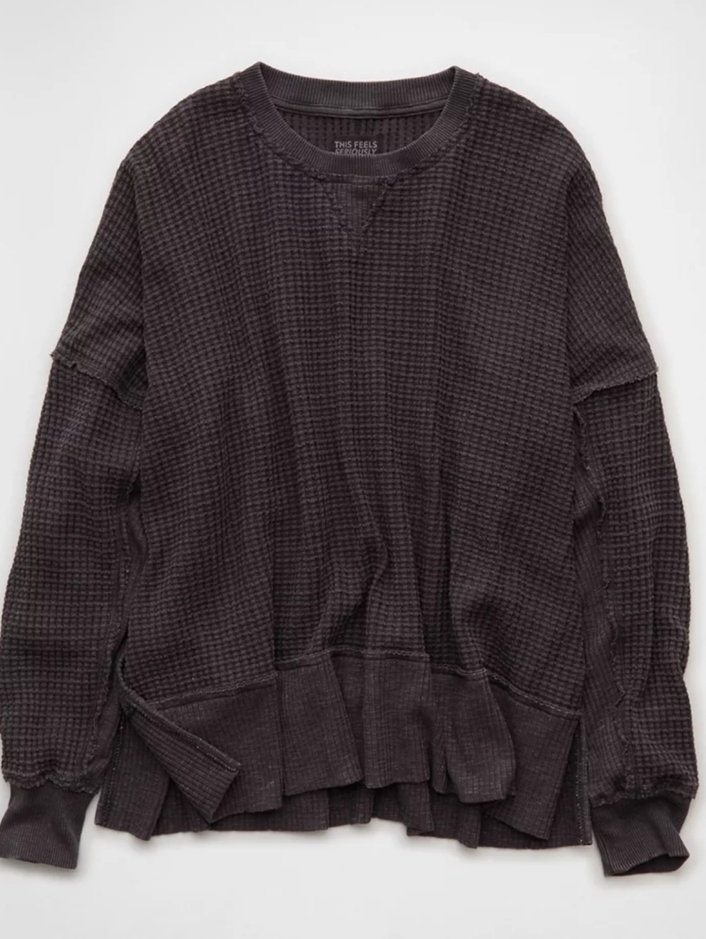 AE Big Hug Crew Neck Waffle Sweatshirt XXS (Oversized)